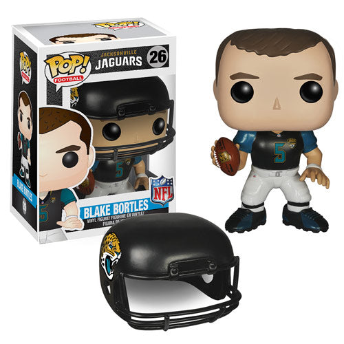 Funko Pop! Football Blake Bortles figure representing Jackson Jaguars, with visible box imperfection. Shak's Pop Shop collectible.