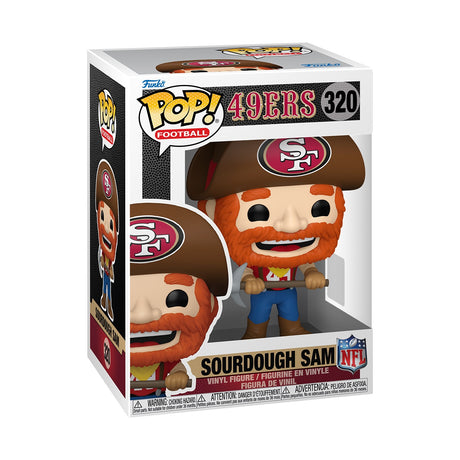 Funko Pop! figure of Sourdough Sam NFL San Francisco 49ers football mascot, with detailed team uniform and mascot features.