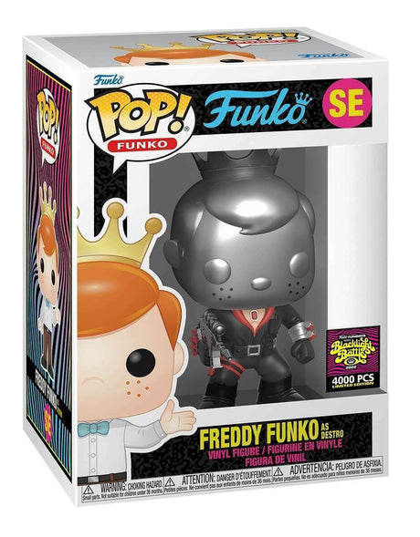 Funko Pop! Freddy Funko as Destro figure with blacklight design, exclusive LE 4,000, from 2022 Funday Blacklight Battle collection.