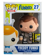 Funko Pop! Freddy Funko as Stanz figure from 2014 San Diego Comic-Con, collectible vinyl toy with detailed costume design.