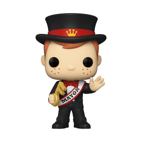 Funko Pop! Mayor Freddy from Funkoville by Shak's Pop Shop, limited edition LE 3,000 with 2024 SDCC Convention sticker.
