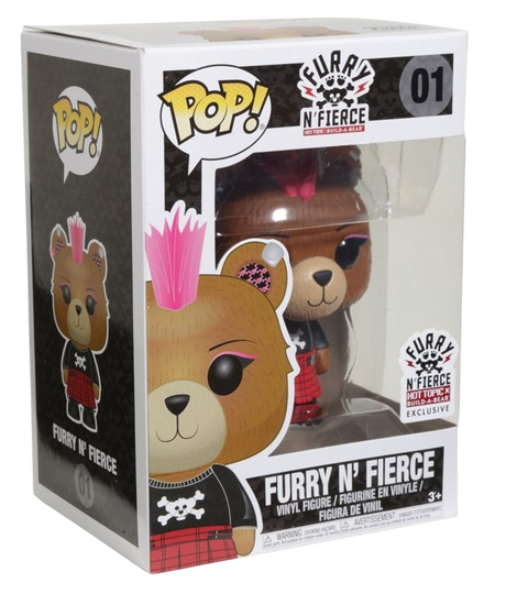 Funko Pop! Furry N' Fierce figure from Shak's Pop Shop, with box imperfection, featuring a colorful, furry character collectible.