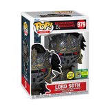 Funko Pop! Games Dungeons & Dragons Lord Soth glow figure with 2024 SDCC convention sticker, collectible vinyl toy.