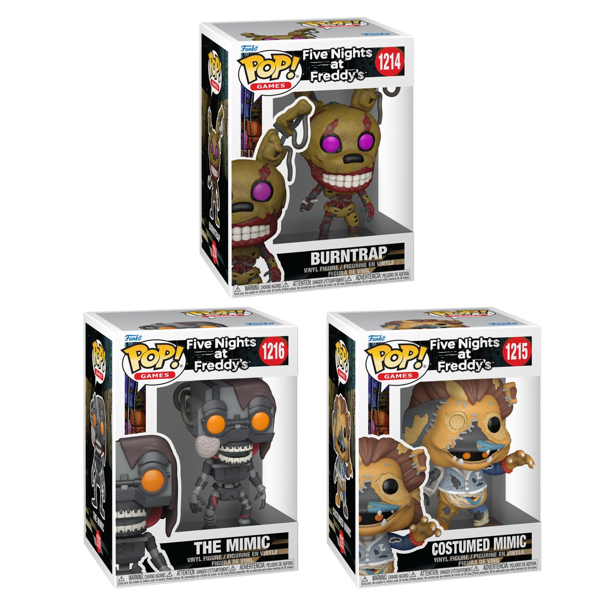 Funko Pop! Games Five Nights at Freddy's 3 bundle featuring collectible figures from Shak's Pop Shop.