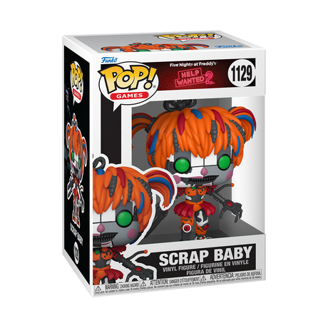 Funko Pop! figure of Scrap Baby from Five Nights at Freddy's Help Wanted 2, featuring detailed collectible design.