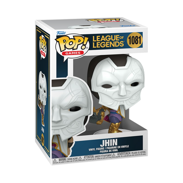 Funko Pop! Games League of Legends Jhin figure with detailed box design, collectible vinyl figure from Shak's Pop Shop