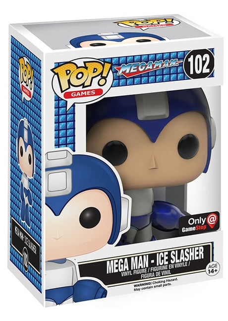 Funko Pop! Games Mega Man Ice Slasher figure, collectible toy from Shak's Pop Shop, featuring Mega Man with ice-themed weapon.