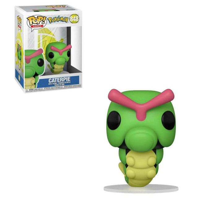 Funko Pop! Games Pokemon Caterpie figure with box imperfection, collectible toy from Shak's Pop Shop.
