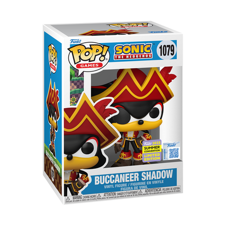 Funko Pop! Sonic the Hedgehog Buccaneer Shadow figure from 2025 Summer Convention, with box imperfection, displayed on a plain background.