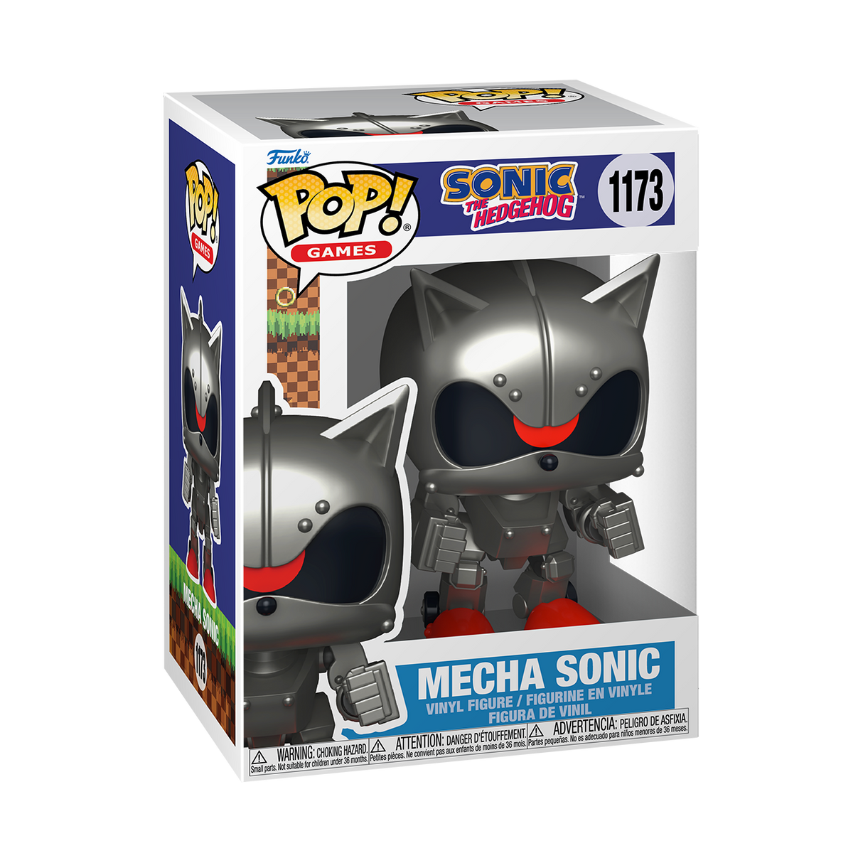 Funko Pop! Games Sonic the Hedgehog Mecha Sonic figure with detailed design, vinyl collectible toy from Shak's Pop Shop.