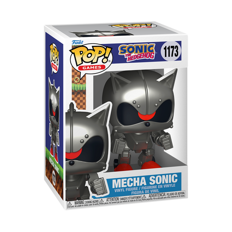 Funko Pop! Games Sonic the Hedgehog Mecha Sonic figure with detailed design, vinyl collectible toy from Shak's Pop Shop.