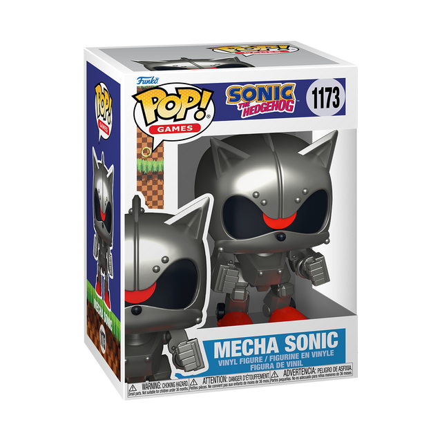 Funko Pop! Games Sonic the Hedgehog Mecha Sonic figure with detailed design, vinyl collectible toy from Shak's Pop Shop.