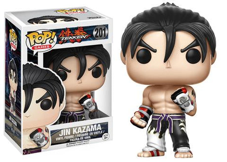 Funko Pop! figure of Jin Kazama from Tekken game series, collectible toy with detailed character design.