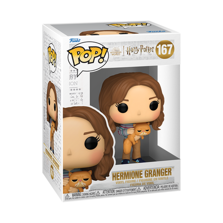Funko Pop! Hermione Granger with Crookshanks from Harry Potter and the Prisoner of Azkaban, with box imperfection, by Shak's Pop Shop.