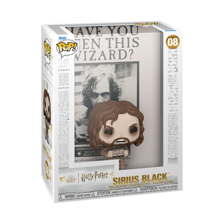 Funko Pop! Sirius Black in Wanted Poster style from Harry Potter and the Prisoner of Azkaban, featuring a detailed figure with wanted poster design.