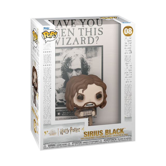 Funko Pop! Sirius Black in Wanted Poster style from Harry Potter and the Prisoner of Azkaban, featuring a detailed figure with wanted poster design.