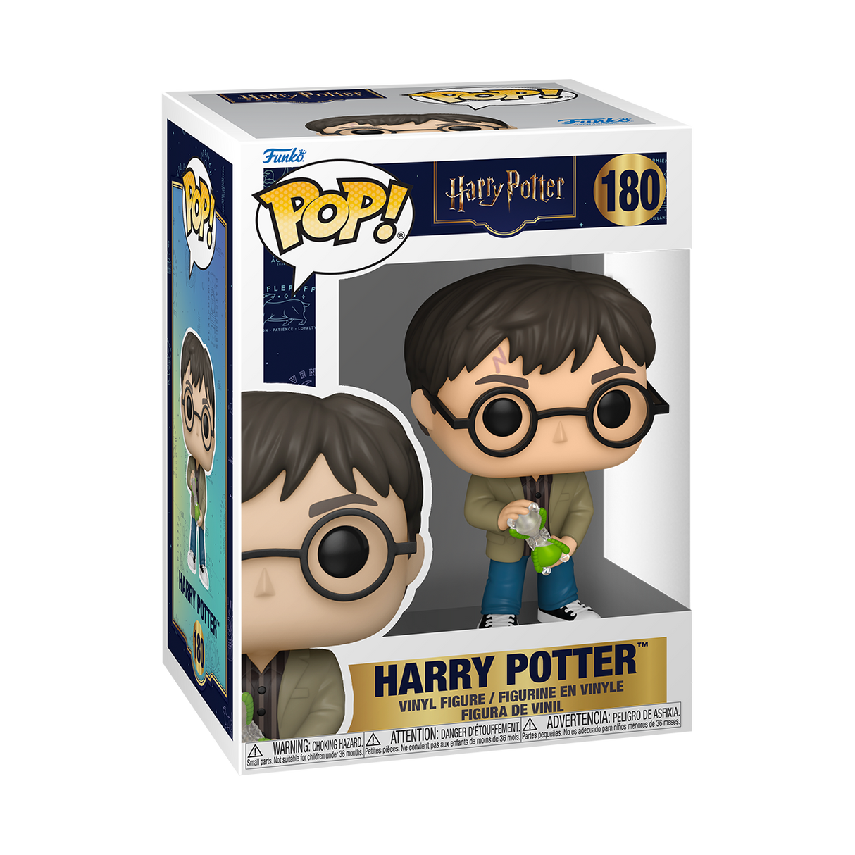 Funko Pop! Harry Potter figure with hourglass, featuring Harry in wizard robes holding a magical hourglass.