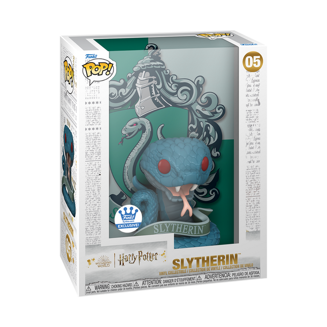 Funko Pop! Harry Potter Slytherin figure from Shak's Pop Shop, featuring a detailed Harry Potter character in Slytherin house attire