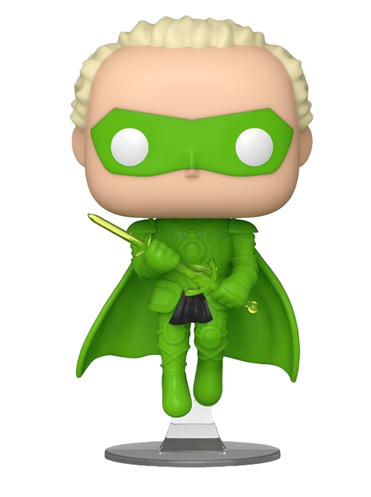 Funko Pop! Heroes Justice League Green Lantern Kingdom Come figure, 2024 C2E2 shared exclusive, detailed collectible toy.