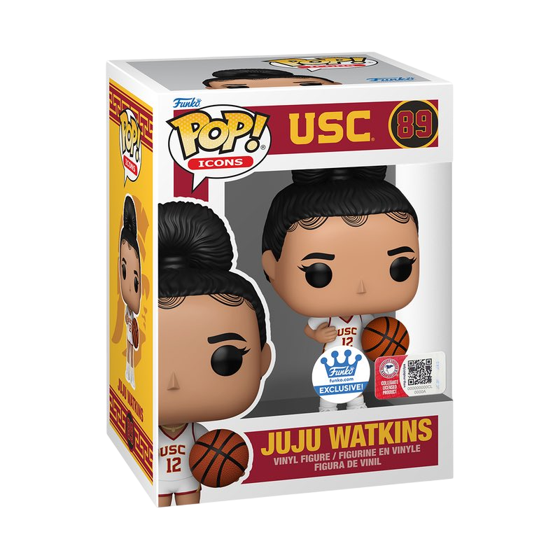 Funko Pop! Icons: USC Juju Watkins figure by Shak's Pop Shop, collectible Funko Pop! exclusive with detailed USC jersey design.