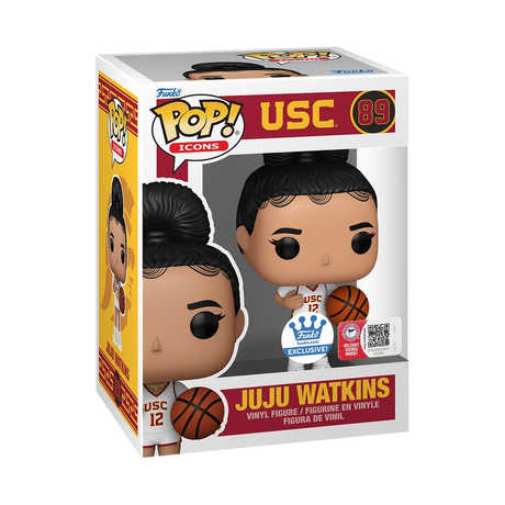 Funko Pop! Icons: USC Juju Watkins figure by Shak's Pop Shop, collectible Funko Pop! exclusive with detailed USC jersey design.