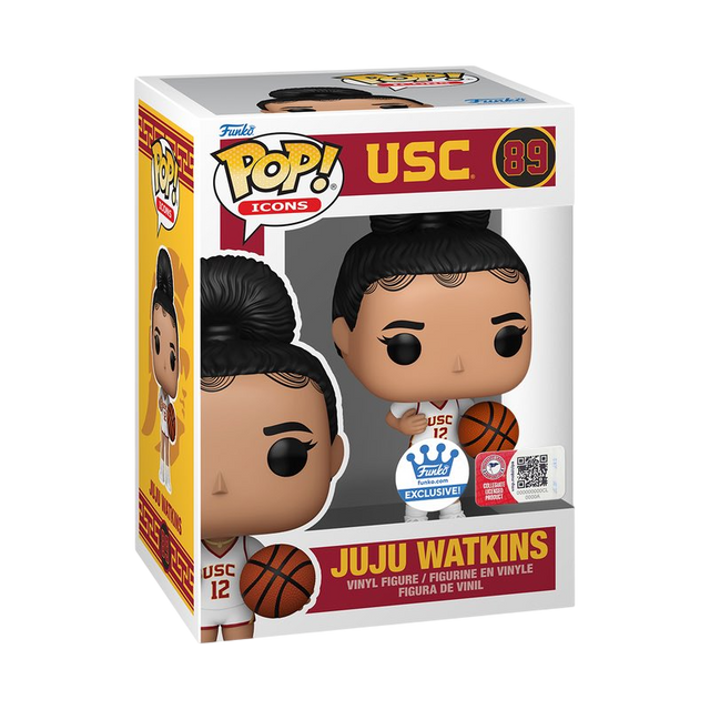 Funko Pop! Icons: USC Juju Watkins figure by Shak's Pop Shop, collectible Funko Pop! exclusive with detailed USC jersey design.