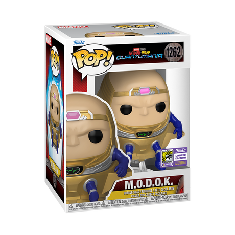 Funko Pop! Marvel Ant-Man and the Wasp Quantumania M.O.D.O.K figure with SDCC 2023 con sticker, collectible toy, detailed design