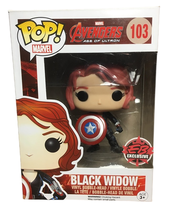 Funko Pop! Marvel Avengers Age of Ultron Black Widow figure, collectible vinyl toy from Shak's Pop Shop, exclusive to EB Games Canada