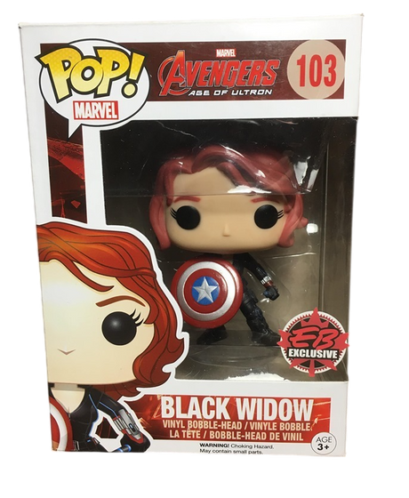 Funko Pop! Marvel Avengers Age of Ultron Black Widow figure, collectible vinyl toy from Shak's Pop Shop, exclusive to EB Games Canada