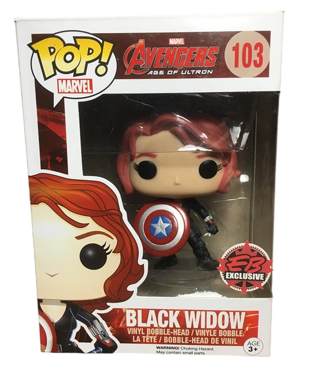 Funko Pop! Marvel Avengers Age of Ultron Black Widow figure, collectible vinyl toy from Shak's Pop Shop, exclusive to EB Games Canada