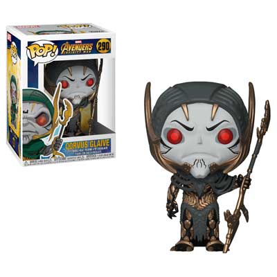 Funko Pop! Marvel Avengers Infinity War Corvus Glaive figure with detailed costume and weapon, collectible toy from Shak's Pop Shop
