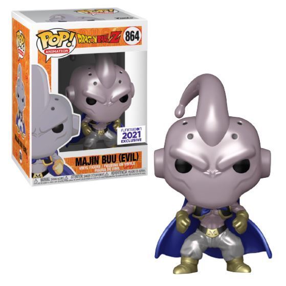 Funko Pop! Animation Majin Buu (Evil) figure from Dragon Ball Z, featuring Buu with his distinctive pink and purple design.