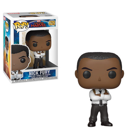 Funko Pop! Marvel Captain Marvel: Nick Fury figure with detailed suit and facial features, collectible toy from Shak's Pop Shop