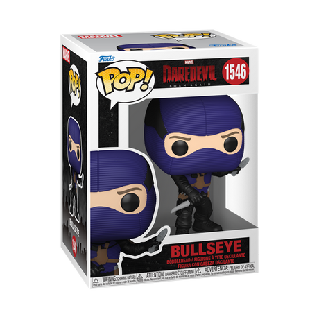 Funko Pop! Marvel Daredevil Born Again Bullseye figure with detailed comic-style design and vibrant colors.