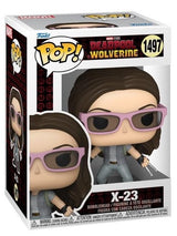 Funko Pop! Marvel Deadpool and Wolverine X-23 figures from Shak's Pop Shop, featuring collectible vinyl characters with detailed designs.