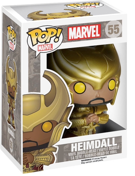 Funko Pop! Marvel Heimdall figure with detailed design and vibrant colors, showcasing the collectible vinyl toy.
