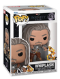 Funko Pop! Marvel Infinity Saga Whiplash figure featuring detailed design and dynamic pose in black costume with metallic accents.