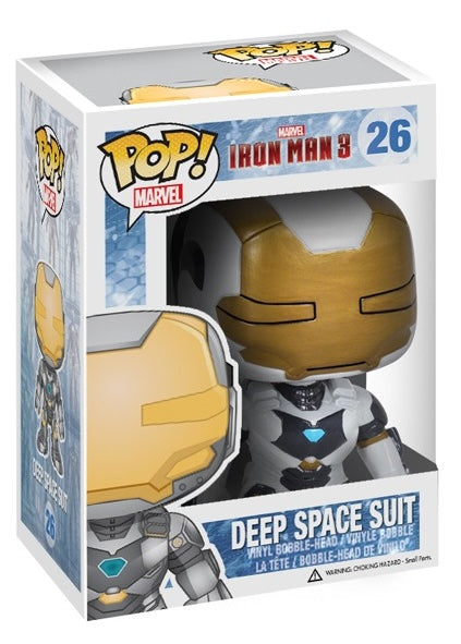 Funko Pop! Marvel Iron Man 3 Deep Space Suit figure with box imperfection, detailed collectible toy, from Shak's Pop Shop