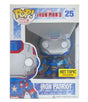 Funko Pop! Marvel Iron Patriot Metallic figure, Hot Topic Exclusive, collectible vinyl toy with detailed metallic finish.