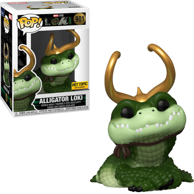 Funko Pop! Marvel Loki Alligator Loki figure, exclusive to Hot Topic, featuring detailed design and vibrant colors.