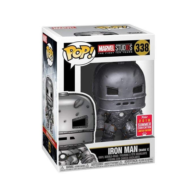 Funko Pop! Marvel: Iron Man Mark 1 figure from Marvel Studios, 2018 Summer Convention exclusive, featuring detailed Iron Man suit design.