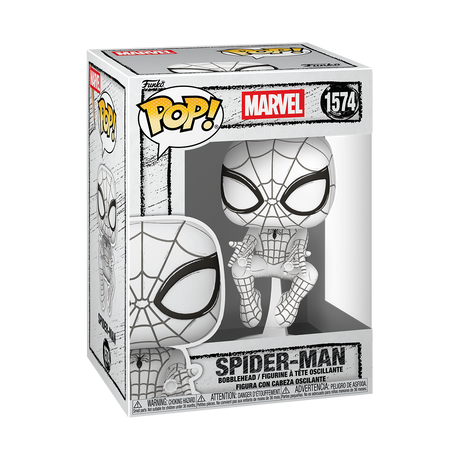 Funko Pop! Marvel Sketched Spider-Man figure featuring a stylized, artistic design in a collectible vinyl toy style.