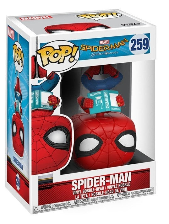Funko Pop! Marvel Spider-Man Homecoming upside-down figure, Walmart exclusive, featuring Spider-Man in a dynamic pose.