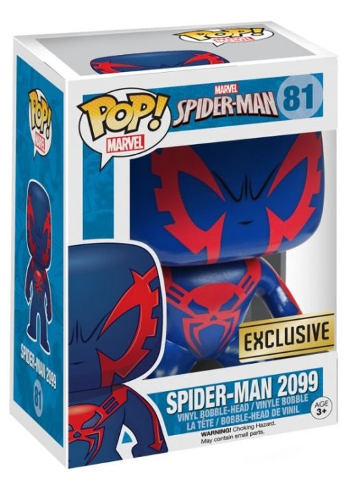 Funko Pop! Marvel Spider-Man 2099 figure, Walgreens exclusive, featuring detailed Spider-Man 2099 costume and pose.