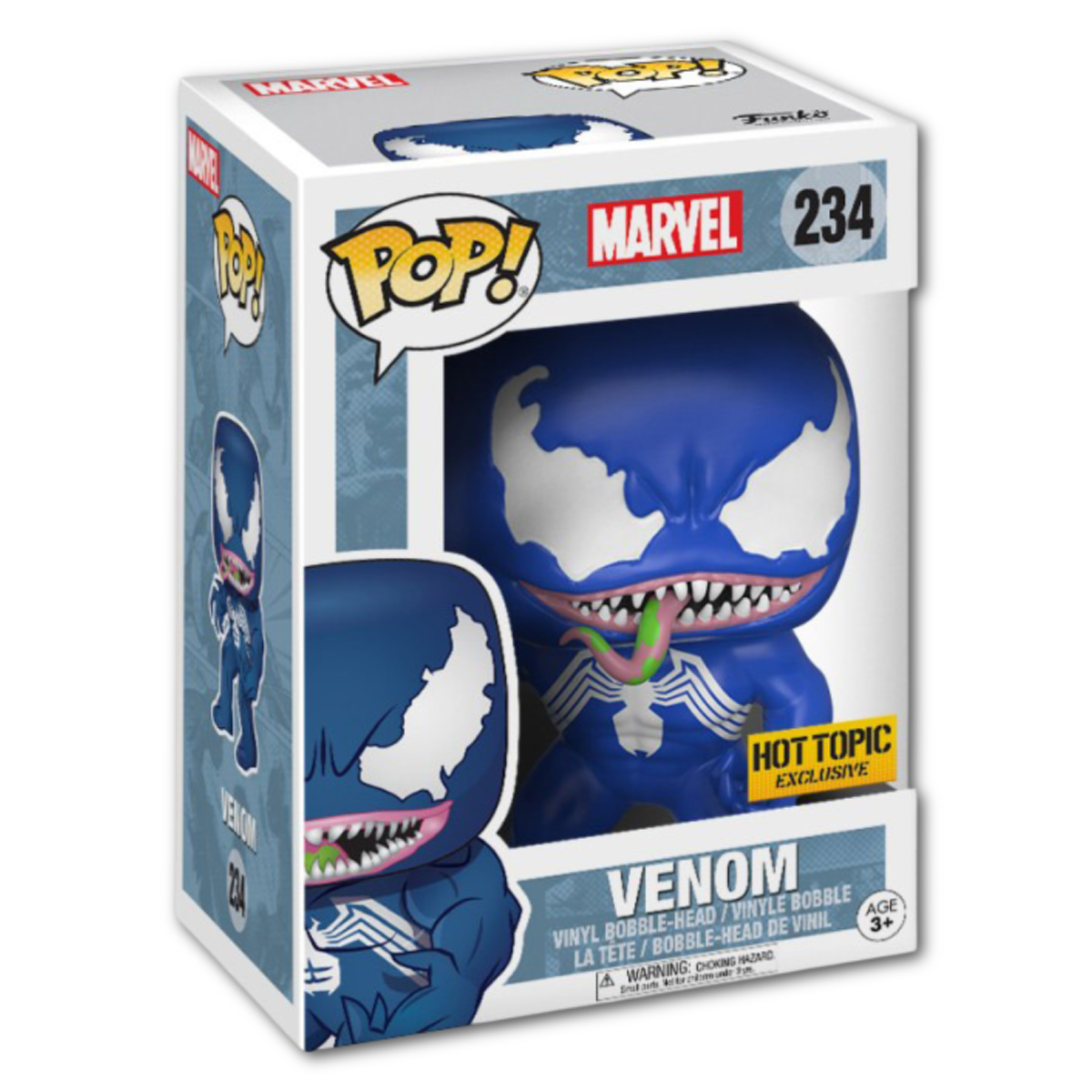 Funko Pop! Marvel Venom (Blue) figure, exclusive edition with detailed blue symbiote design from Shak's Pop Shop