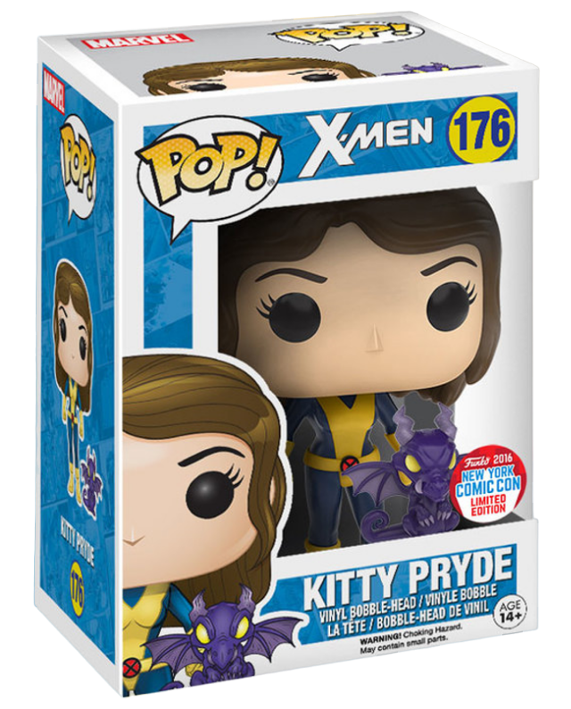 Funko Pop! Marvel X-Men Kitty Pryde figure with box imperfection, featuring detailed design and collectible packaging.