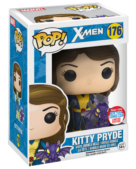 Funko Pop! Marvel X-Men Kitty Pryde figure with box imperfection, featuring detailed design and collectible packaging.