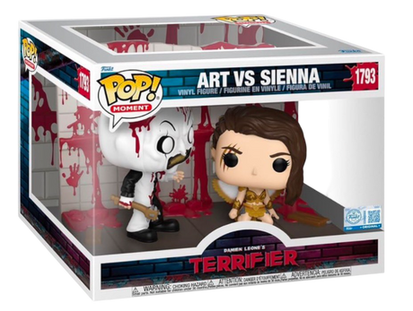 Funko Pop! Moment featuring Art and Sienna from Terrifier, an exclusive collectible figure with detailed designs.