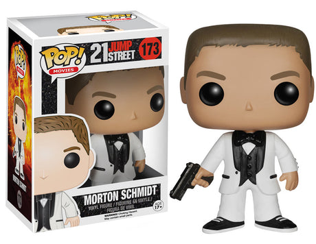 Funko Pop! Movies Morton Schmidt collectible figure from 21 Jump Street, featuring detailed design and iconic costume.