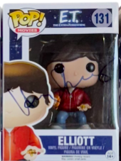 Funko Pop! Movies E.T. Elliott figure signed by Henry Thomas, featuring the iconic extraterrestrial and young boy in playful pose.